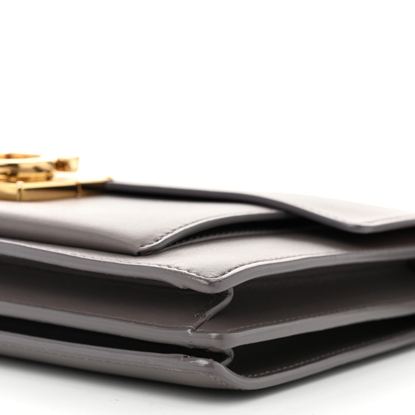 Smooth Calfskin Aileen Gancio Lock Shoulder Bag Urban Grey