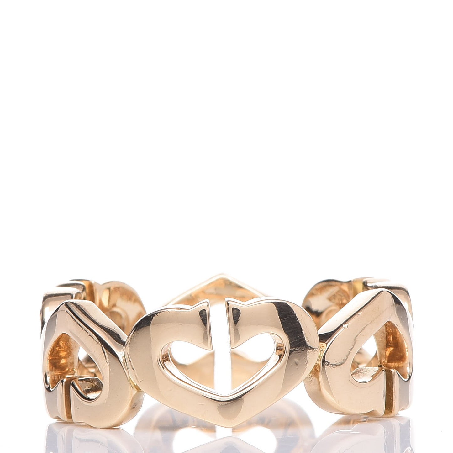 18K Yellow Gold Diamond Hearts and Symbols Ring 55 7.25