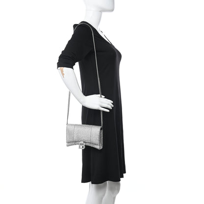 Balenciaga Strass Suede Hourglass Chain Bag Smoke Grey Crystal 2 of 9