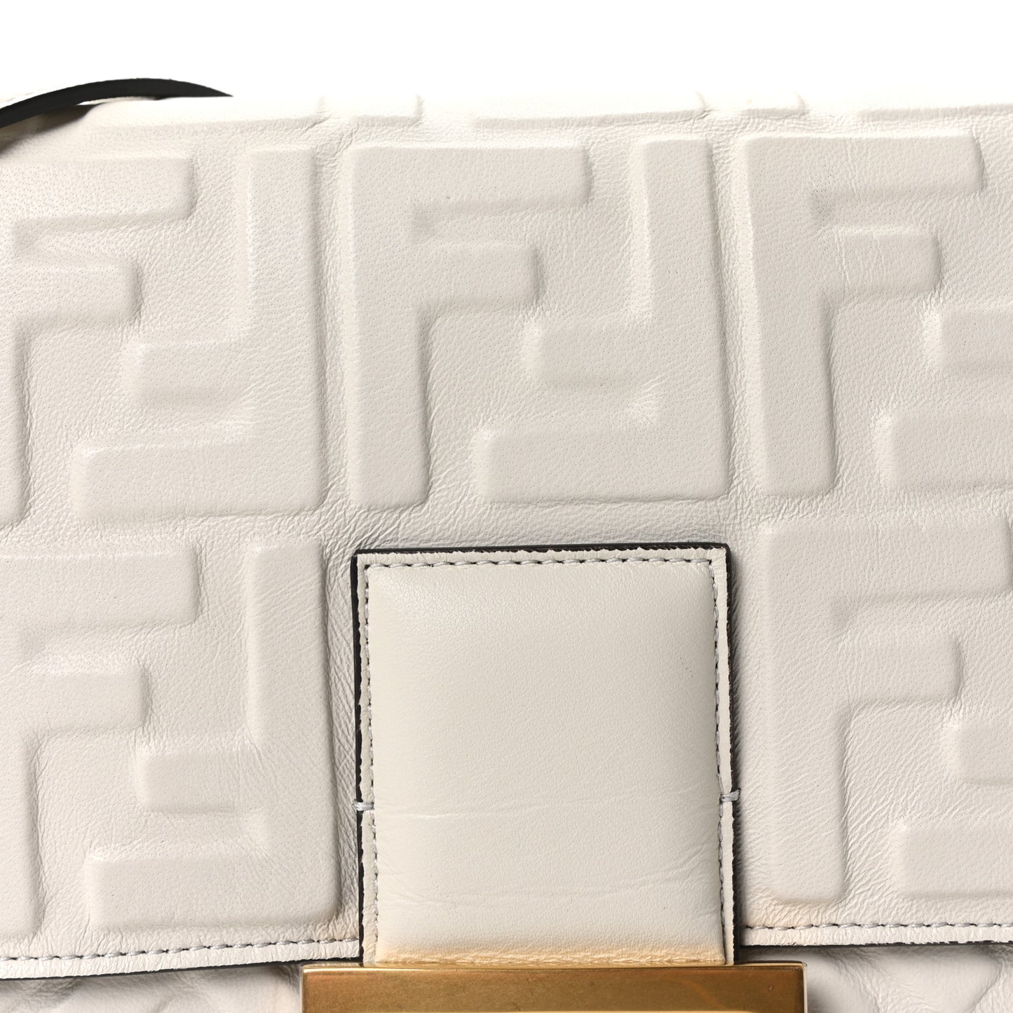 Nappa FF 1974 Embossed Large Baguette White
