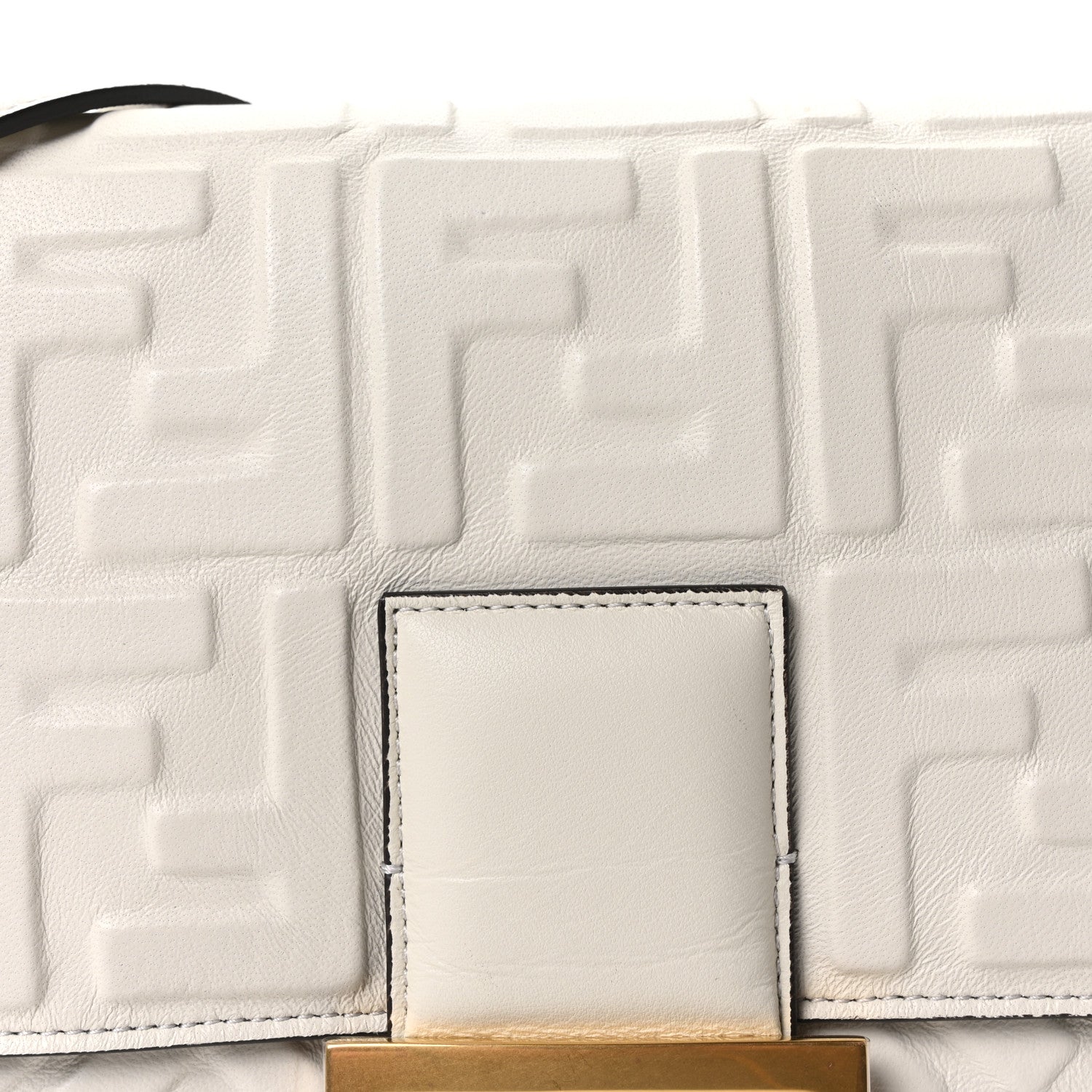 Fendi Nappa FF 1974 Embossed Large Baguette White 8 of 10