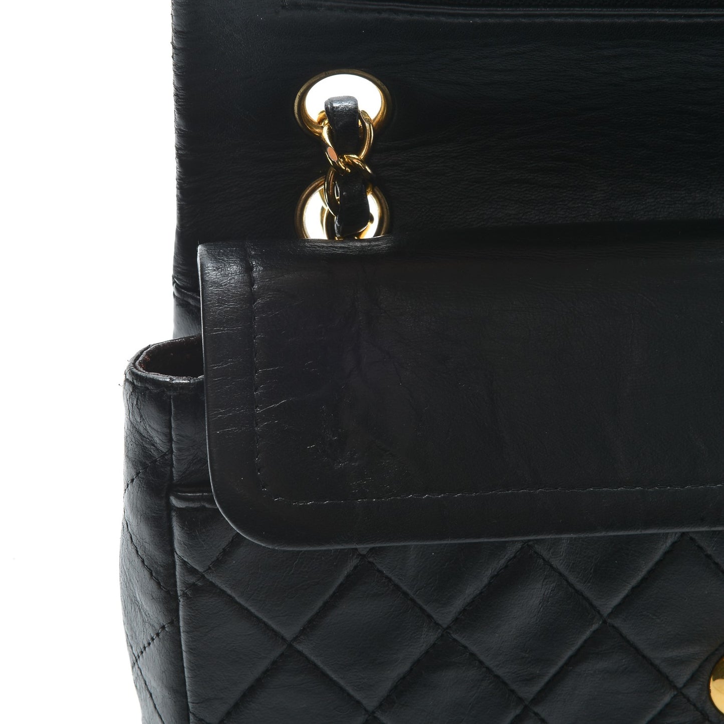 Lambskin Quilted Small Double Flap Black