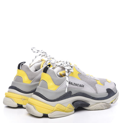Balenciaga Fabric Mesh Womens Triple S Sneakers 39 Yellow Grey White 4 of 9