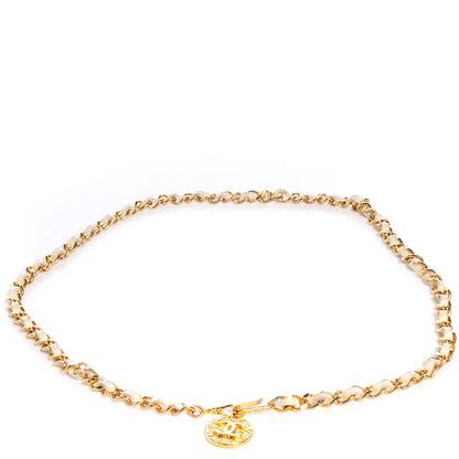 Chanel Leather Gold Chain CC Medallion Belt Ivory 1 of 5