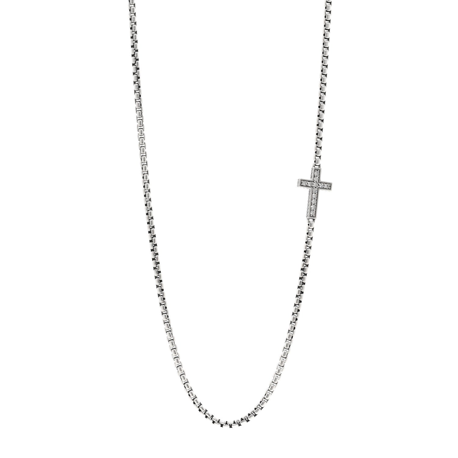 David Yurman Sterling Silver Diamond Streamline Cross Station Necklace 26" 1 of 5