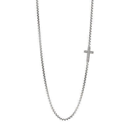 David Yurman Sterling Silver Diamond Streamline Cross Station Necklace 26" 1 of 5