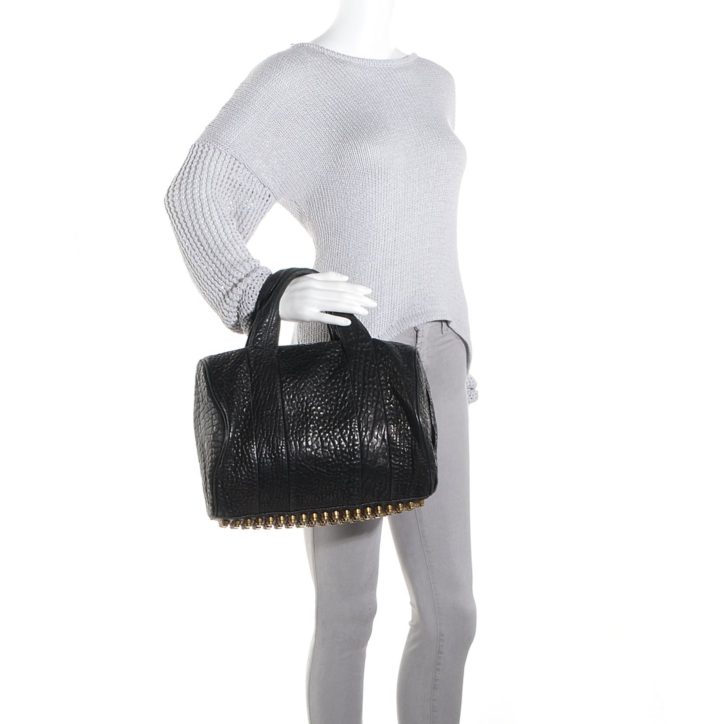 Pebbled Lambskin Rocco Black Antique Brass Hardware