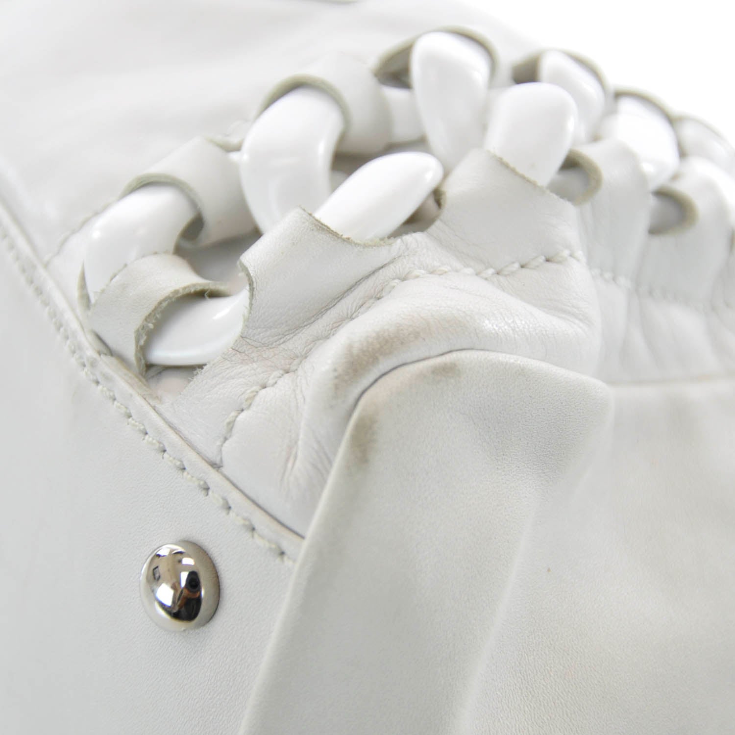 Chanel Leather Modern Chain Tote White 5 of 8