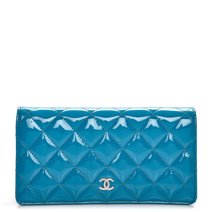 Chanel Patent Quilted Yen Wallet Blue 1 of 14