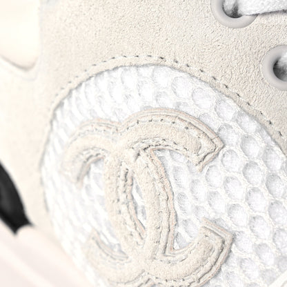 Chanel Calfskin Mesh Lycra Suede Womens Logo Sneakers 36 White 8 of 9