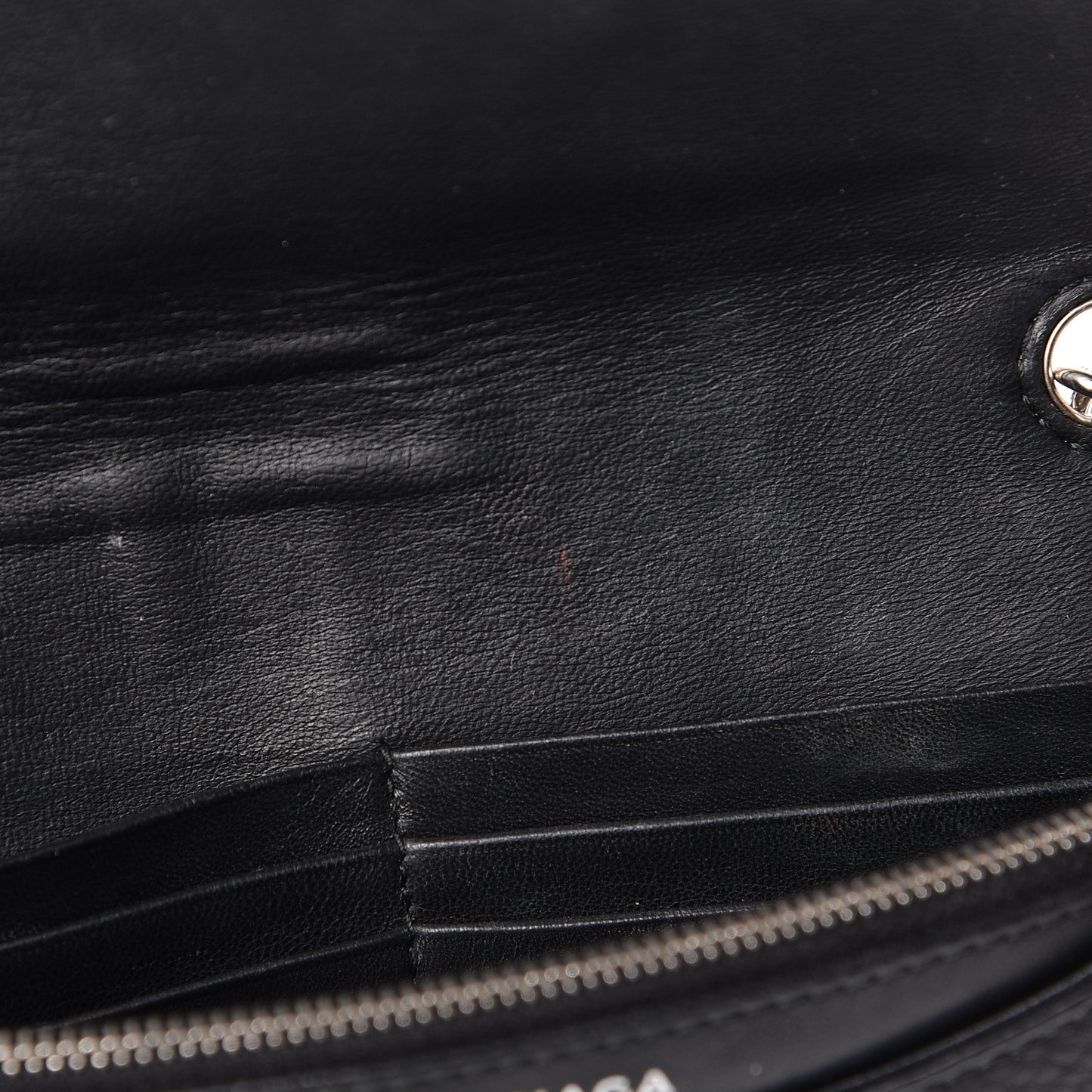 Pebbled Calfskin Everyday Chain Wallet Black