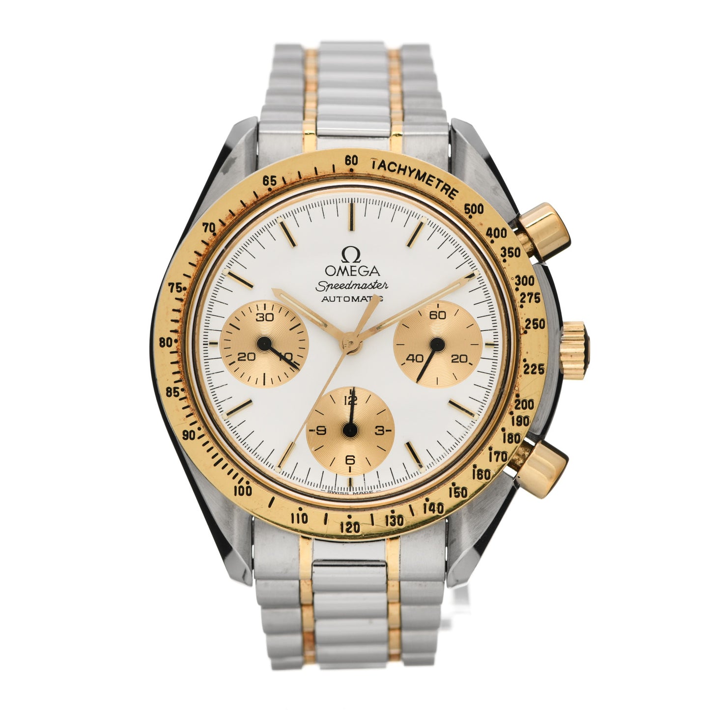 Stainless Steel 18K Yellow Gold 39mm Speedmaster Chronograph Automatic Watch White 175.00.33