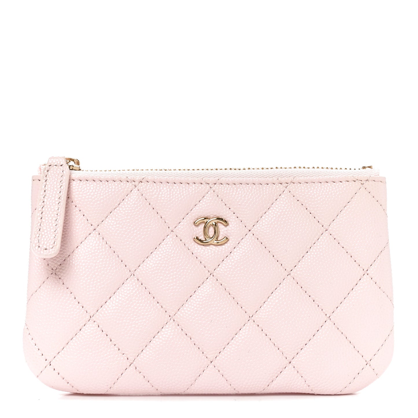 Caviar Quilted Small Cosmetic Case Light Pink