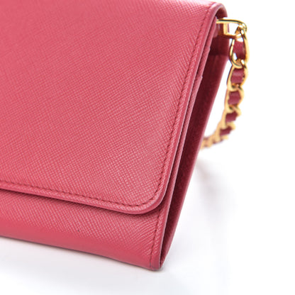 Prada Saffiano Metal Oro Chain Wallet Peonia 8 of 10