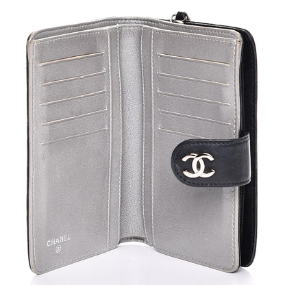 Chanel Lambskin Camellia Embossed Zipped Pocket Wallet Black 5 of 9