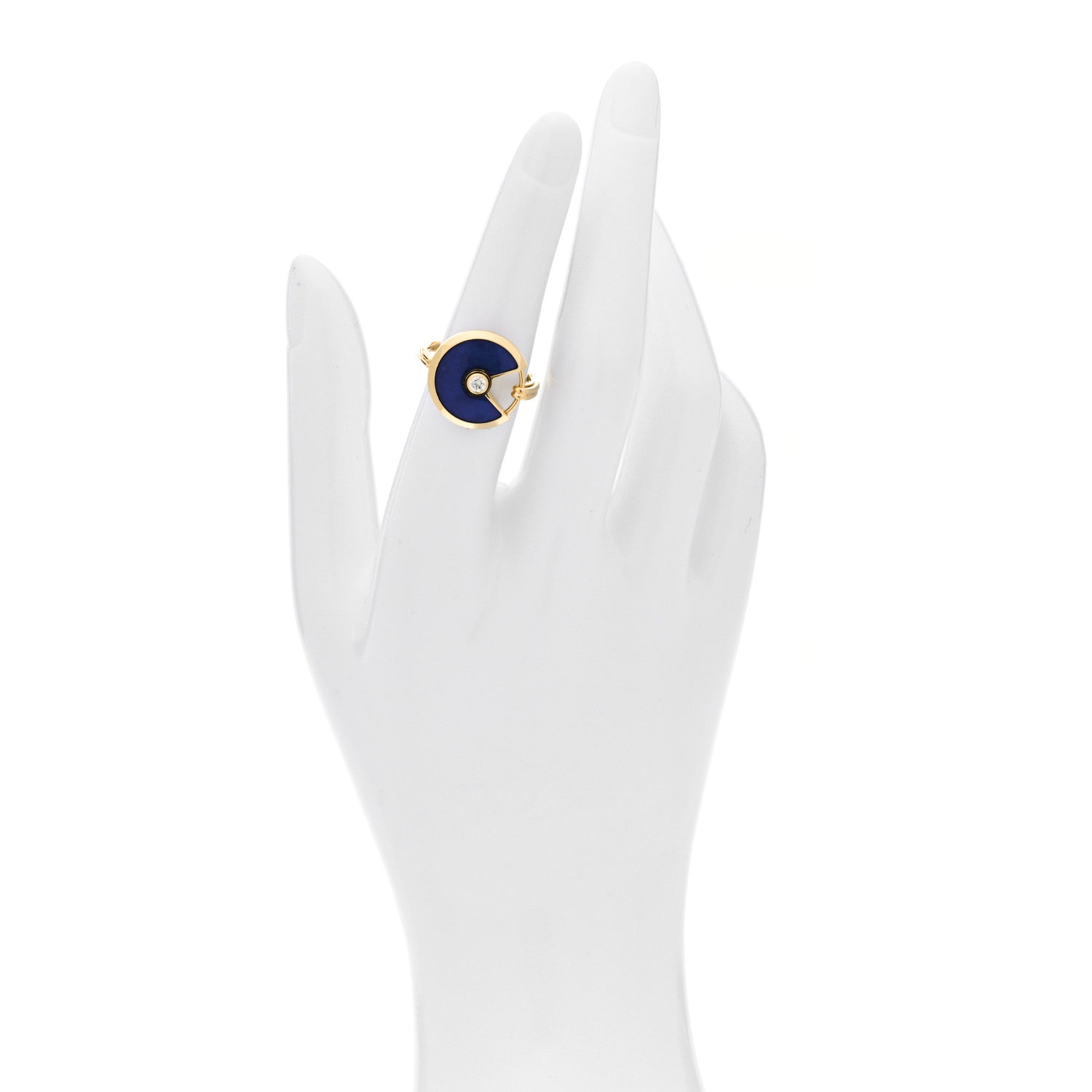 Cartier 18K Yellow Gold Diamond Lapis Lazuli Amulette de Cartier Ring 56 7.5 2 of 5