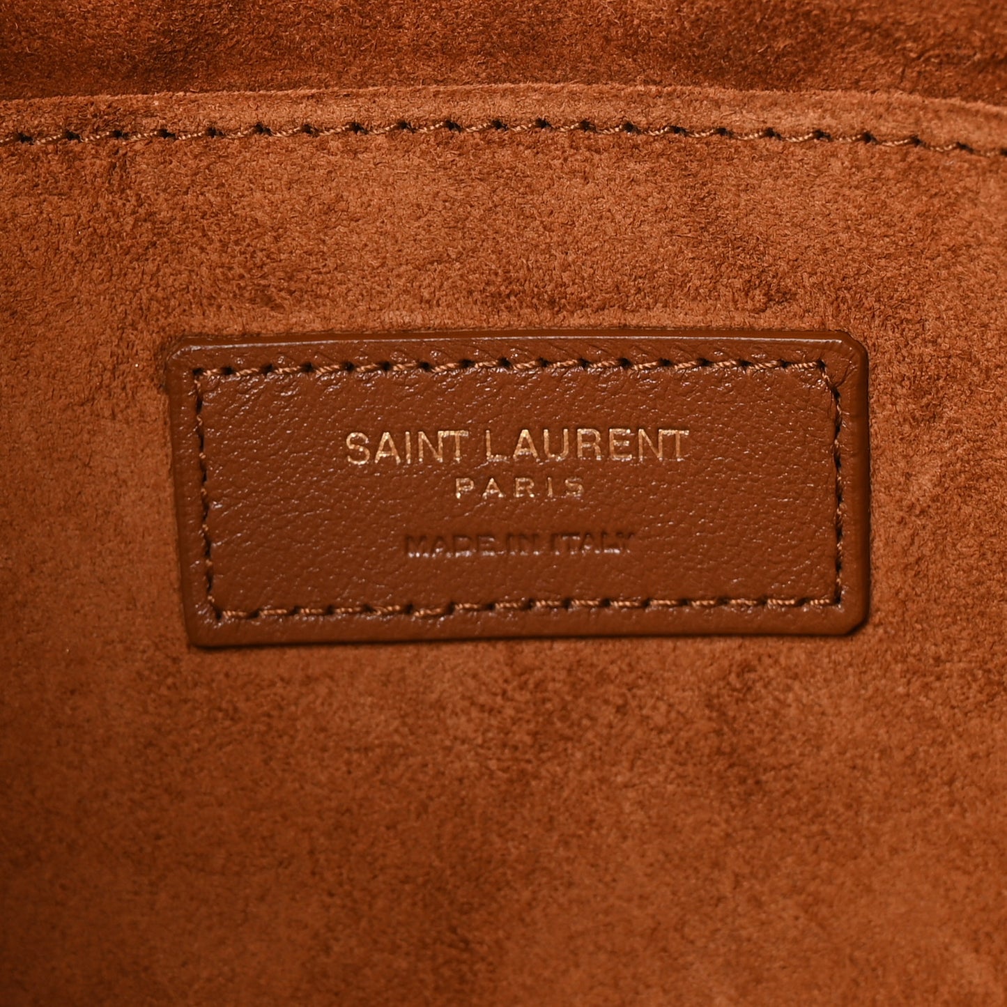 Calfskin Rive Gauche Zipped Pouch Vintage Brown Gold