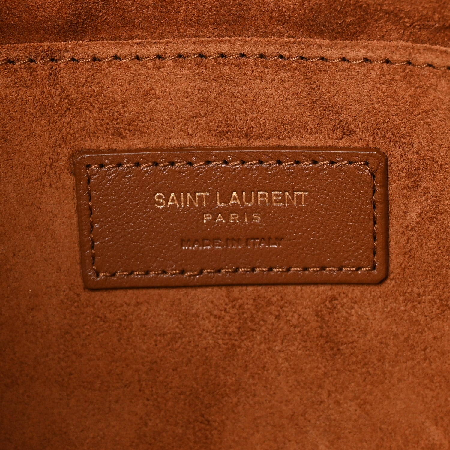 Saint Laurent Calfskin Rive Gauche Zipped Pouch Vintage Brown Gold 7 of 9