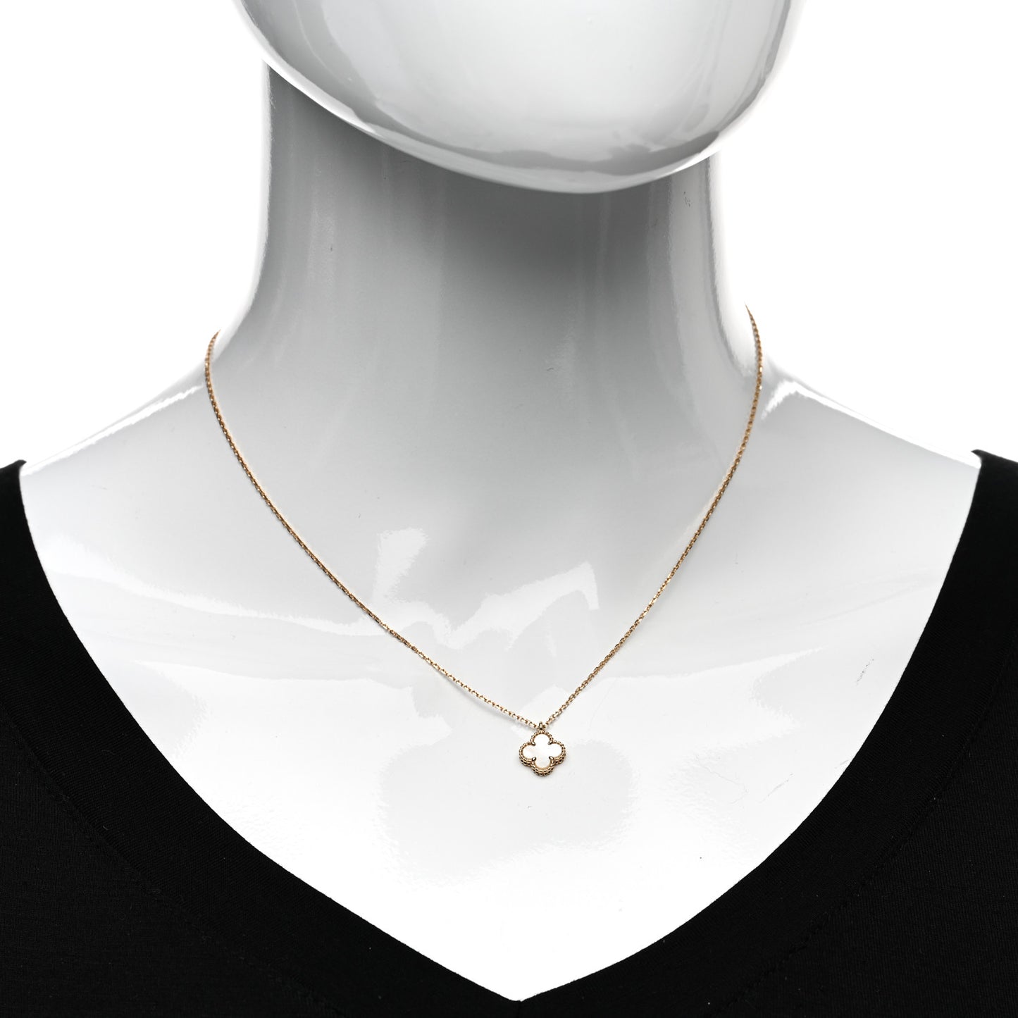 18K Yellow Gold Mother of Pearl Sweet Alhambra Pendant Necklace