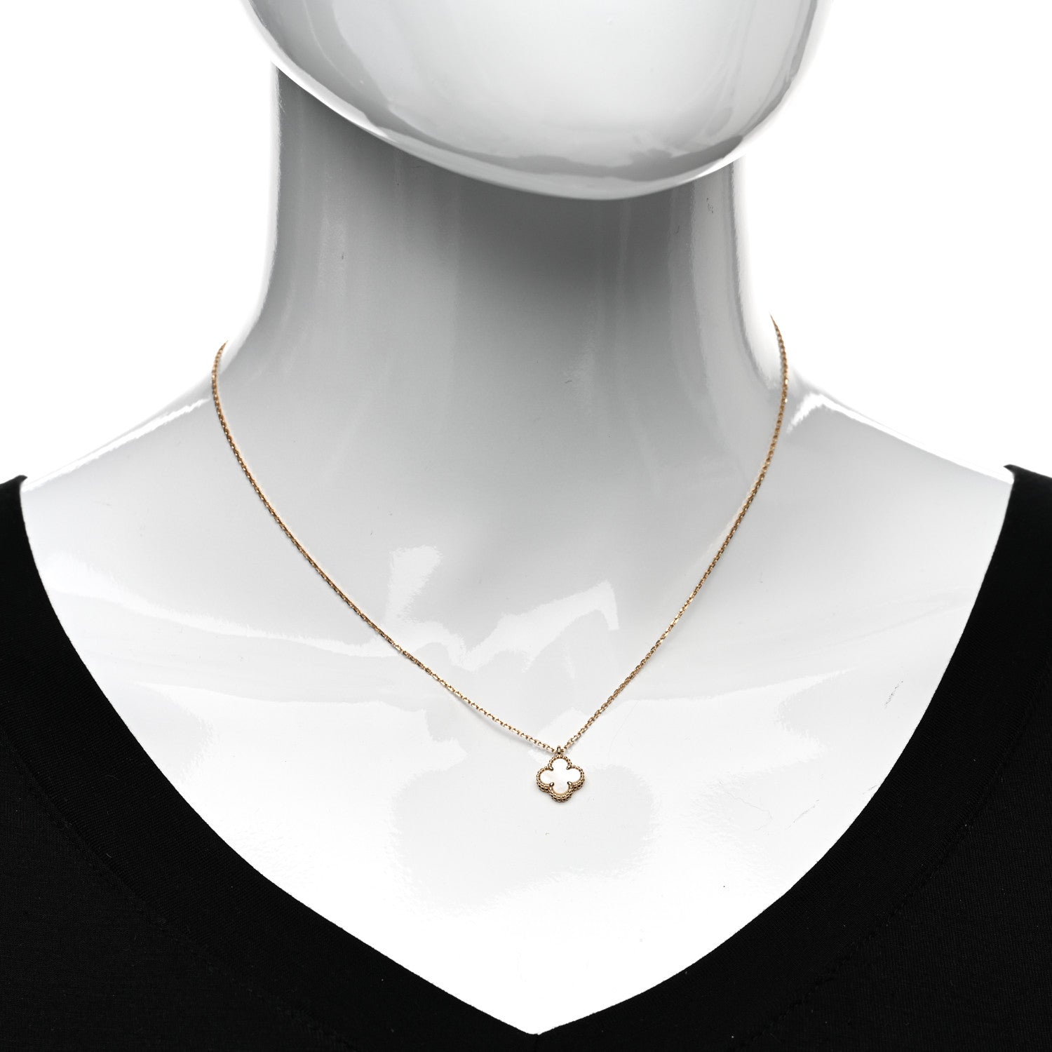 Van Cleef & Arpels 18K Yellow Gold Mother of Pearl Sweet Alhambra Pendant Necklace 2 of 6