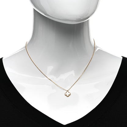 Van Cleef & Arpels 18K Yellow Gold Mother of Pearl Sweet Alhambra Pendant Necklace 2 of 6