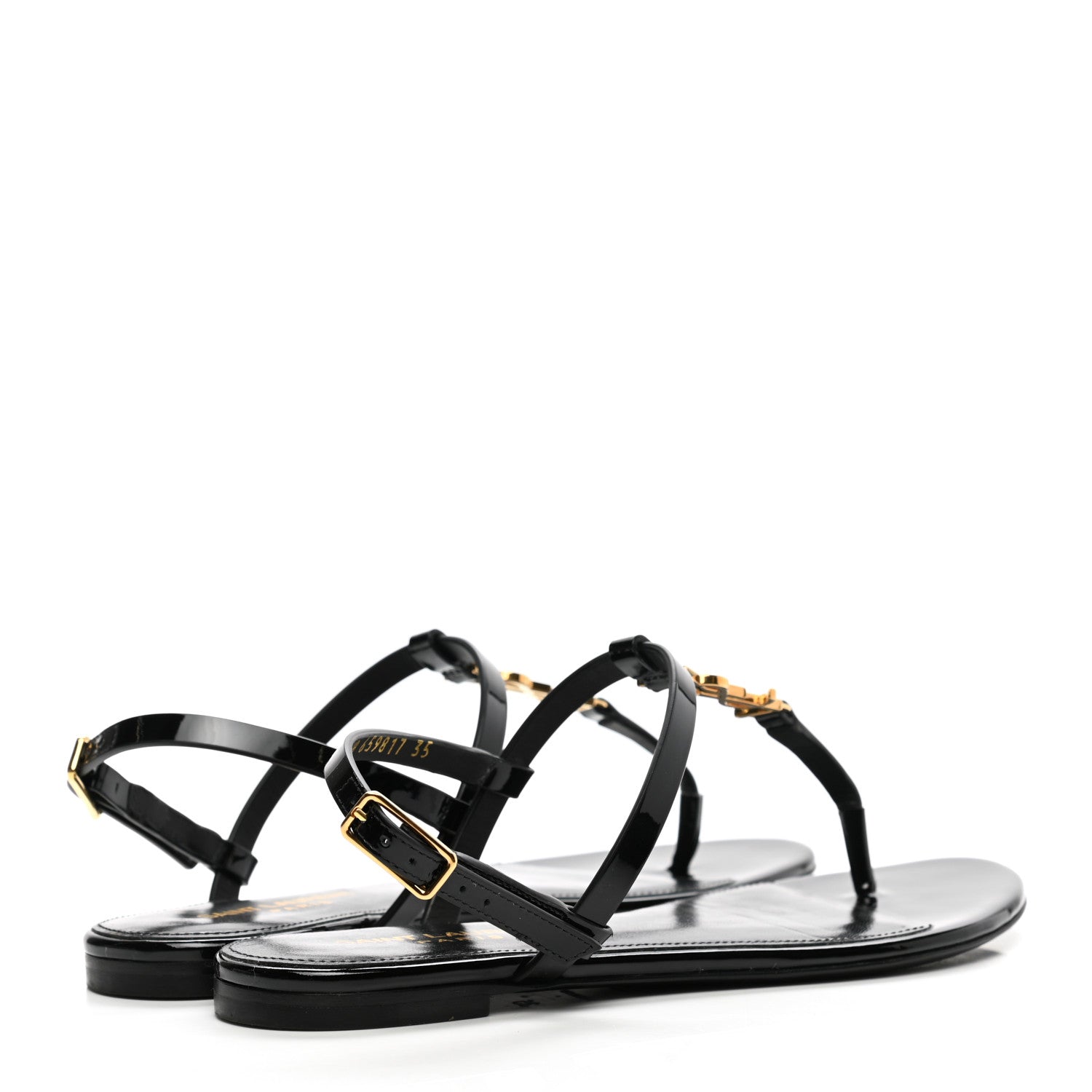 Saint Laurent Patent Calfskin Cassandra Monogram Sandals 35 Black 4 of 9