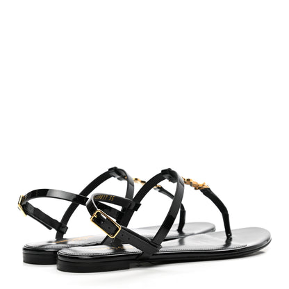 Saint Laurent Patent Calfskin Cassandra Monogram Sandals 35 Black 4 of 9