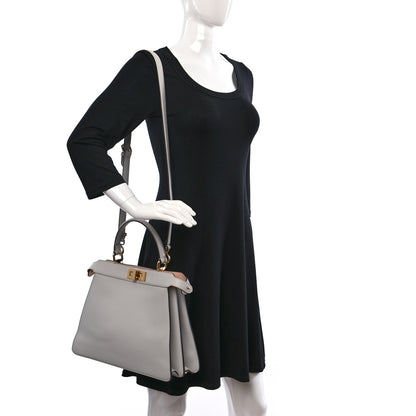 Fendi Vitello Seta Shiny Nappa Medium Peekaboo I SEE U Satchel White Ice Light Rose 2 of 12