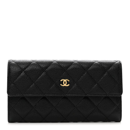 Chanel Caviar Quilted Large Gusset Flap Wallet Black 1 of 9