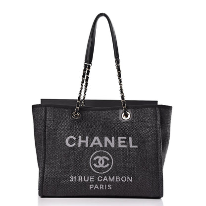 Chanel Woven Straw Raffia Small Deauville Tote Black 11 of 11