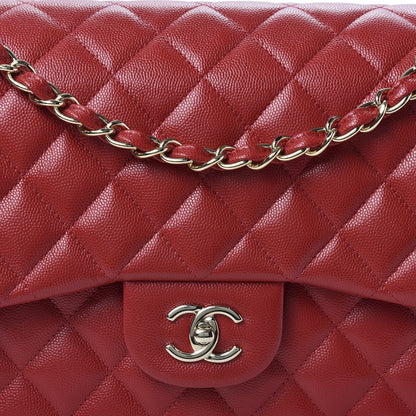 Chanel Caviar Quilted Jumbo Double Flap Red 9 of 9