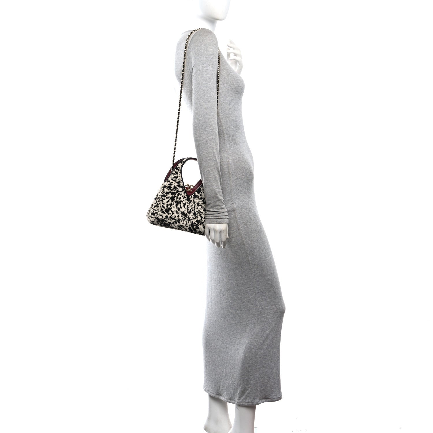 Chanel Pony Hair Printed Chic Lady Small Shopping Tote White Black 2 of 11