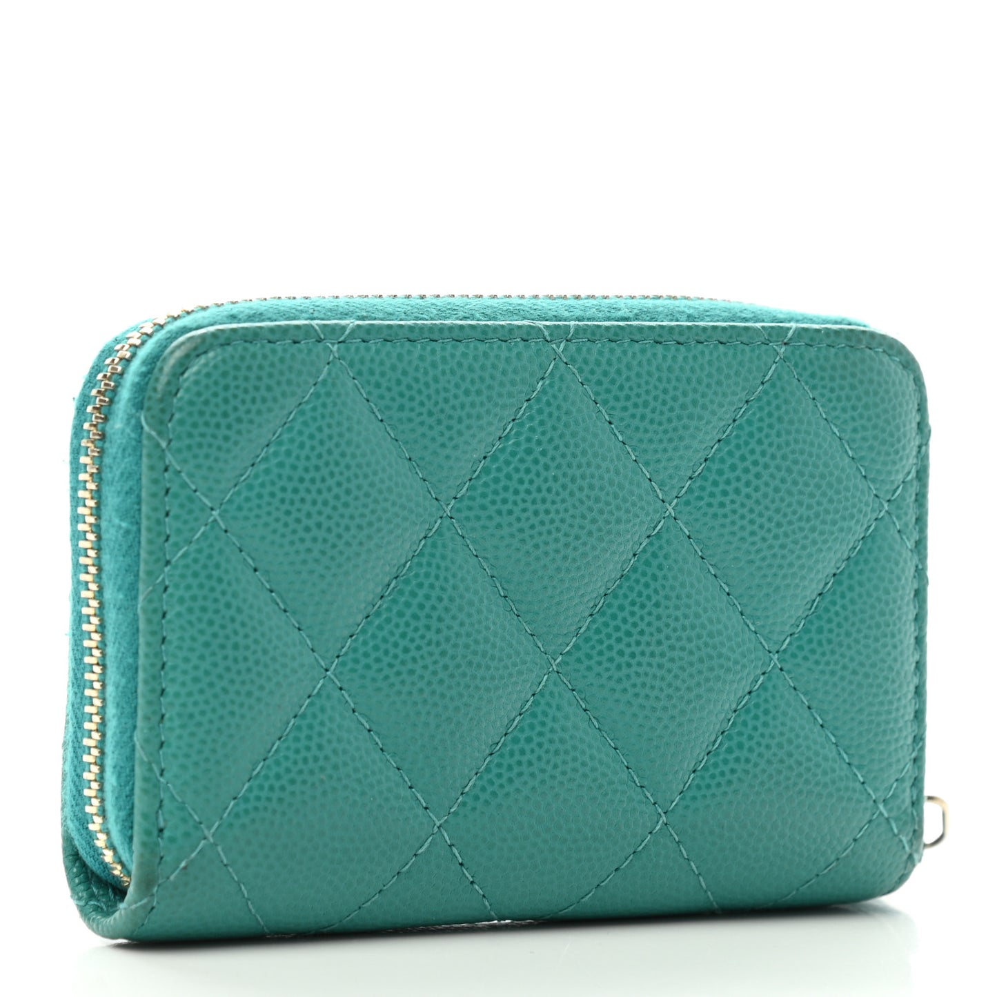 Caviar Quilted Zip Coin Purse Turquoise