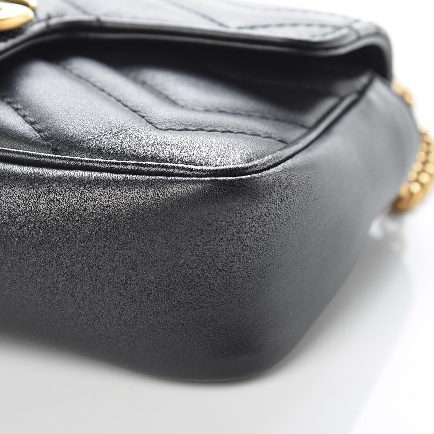 Gucci Calfskin Matelasse Super Mini GG Marmont Shoulder Bag Black 9 of 10