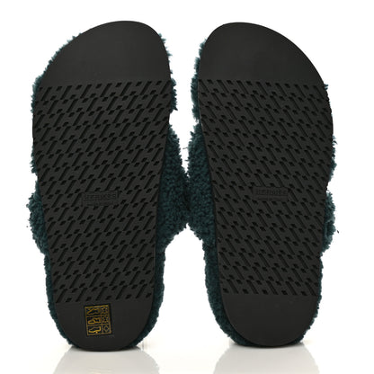 Hermes Woolskin Womens Chypre Sandals 36.5 Vert Anglais 5 of 8