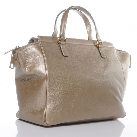Gucci Metallic Pebbled Calfskin Medium 1973 Top Handle Satchel Golden Beige 3 of 8