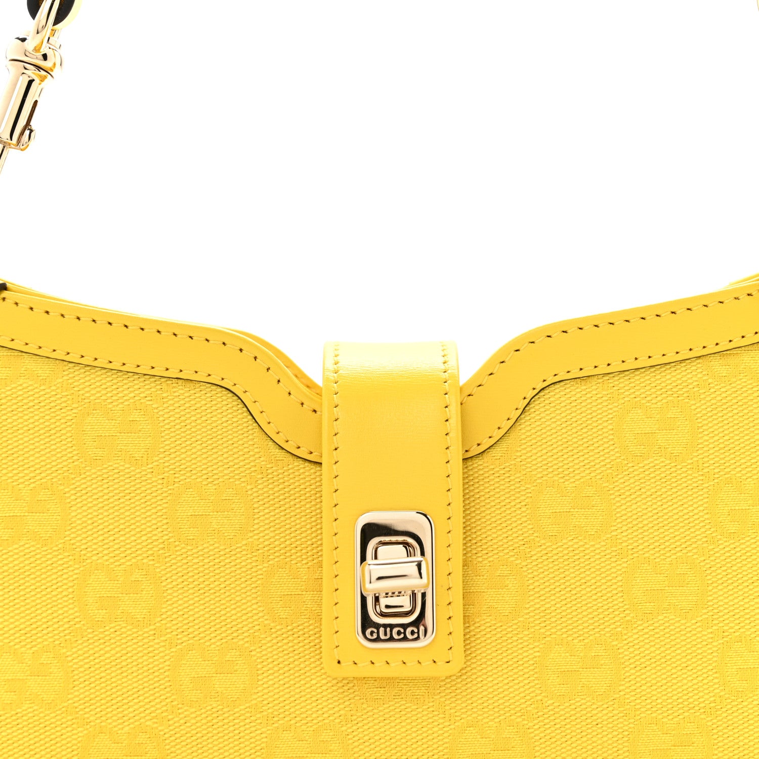 Gucci Calfskin Monogram Mini Moon Side Shoulder Bag Yellow 8 of 13