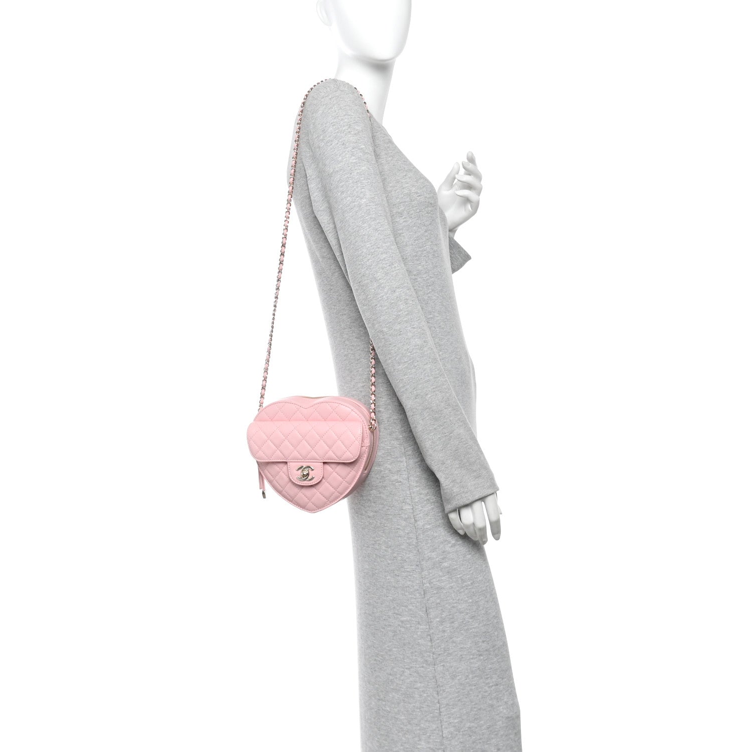 Chanel Lambskin Quilted Large CC In Love Heart Bag Light Pink 2 of 11