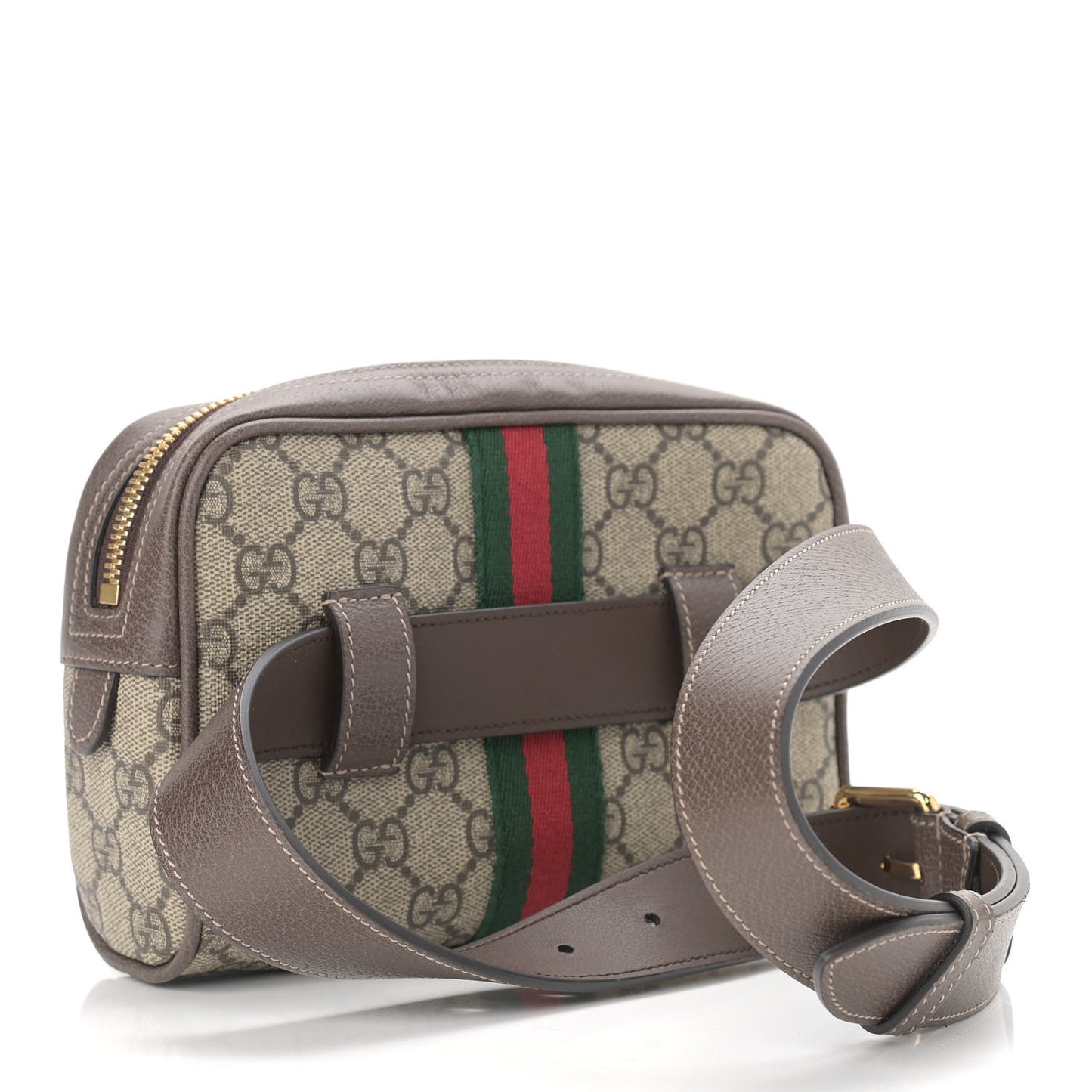 GG Supreme Monogram Web Small Ophidia Belt Bag 75 30 Dark Brown