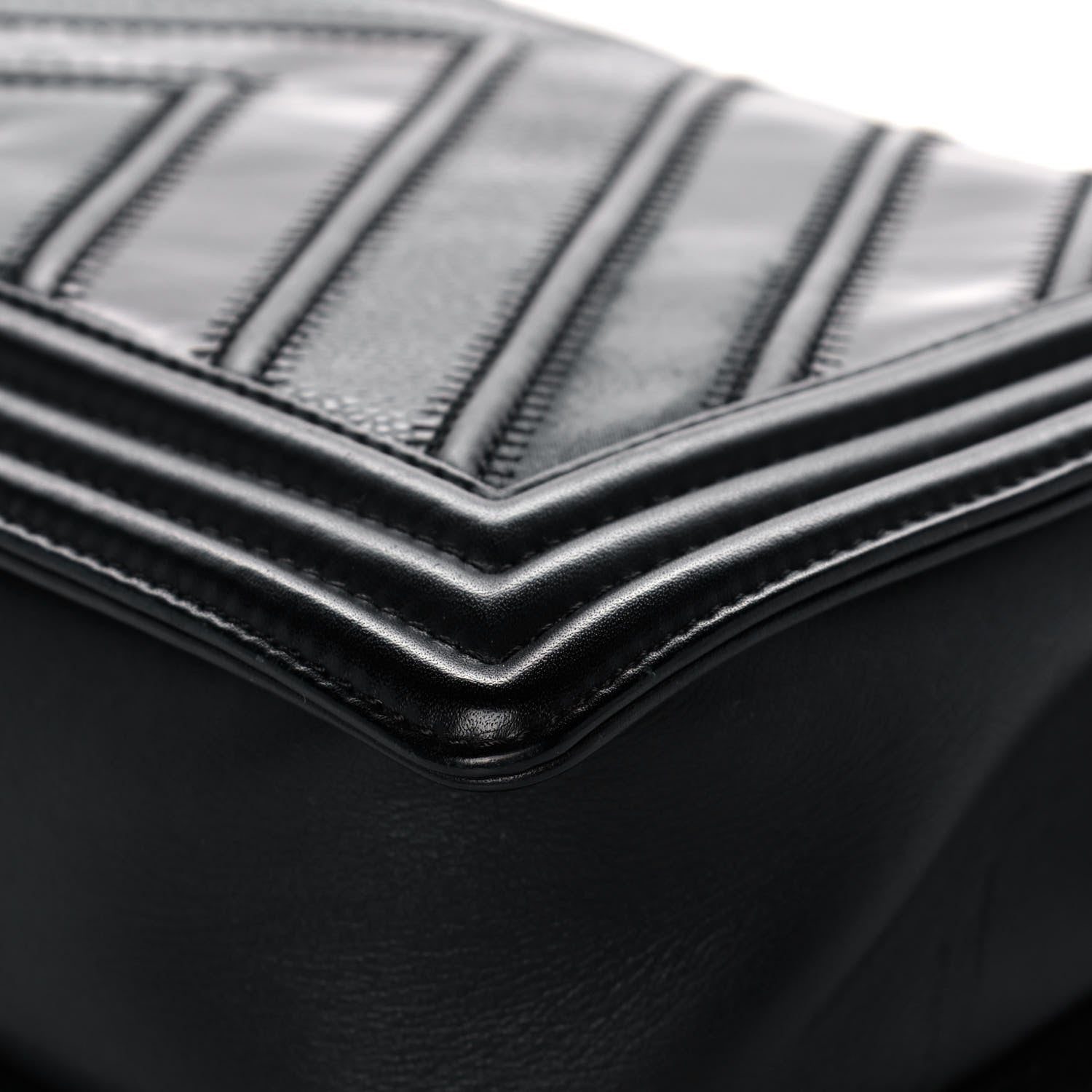 Chanel Calfskin Caviar Suede Chevron New Medium Boy Flap Black 12 of 17