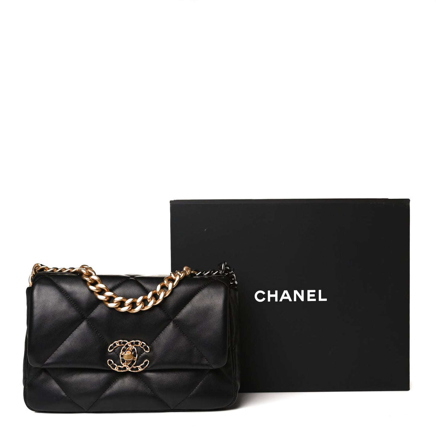 Lambskin Quilted Medium Chanel 19 Flap Black