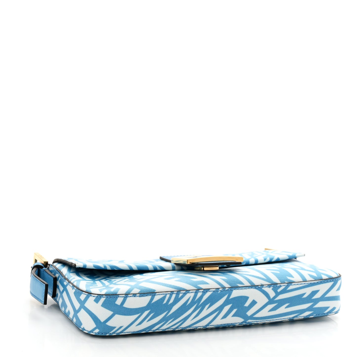 X SARAH COLEMAN Glazed Canvas Vitello King FF Vertigo Baguette 1997 Cyber Blue White