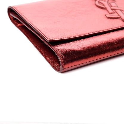 Saint Laurent Metallic Calfskin Large Belle De Jour Clutch Red 5 of 11