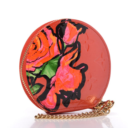Louis Vuitton Vernis Roses Chapeau Coin Purse Orange Sunset 3 of 6