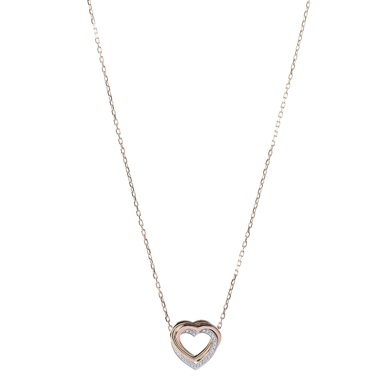 Cartier 18K Pink Yellow White Gold Diamond Trinity Heart Pendant Necklace 1 of 6