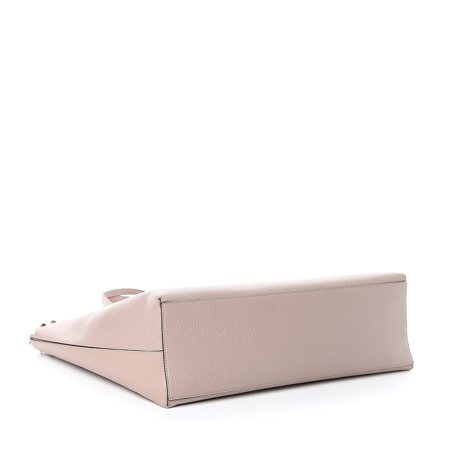 Grained Calfskin Rockstud Shoulder Tote Poudre