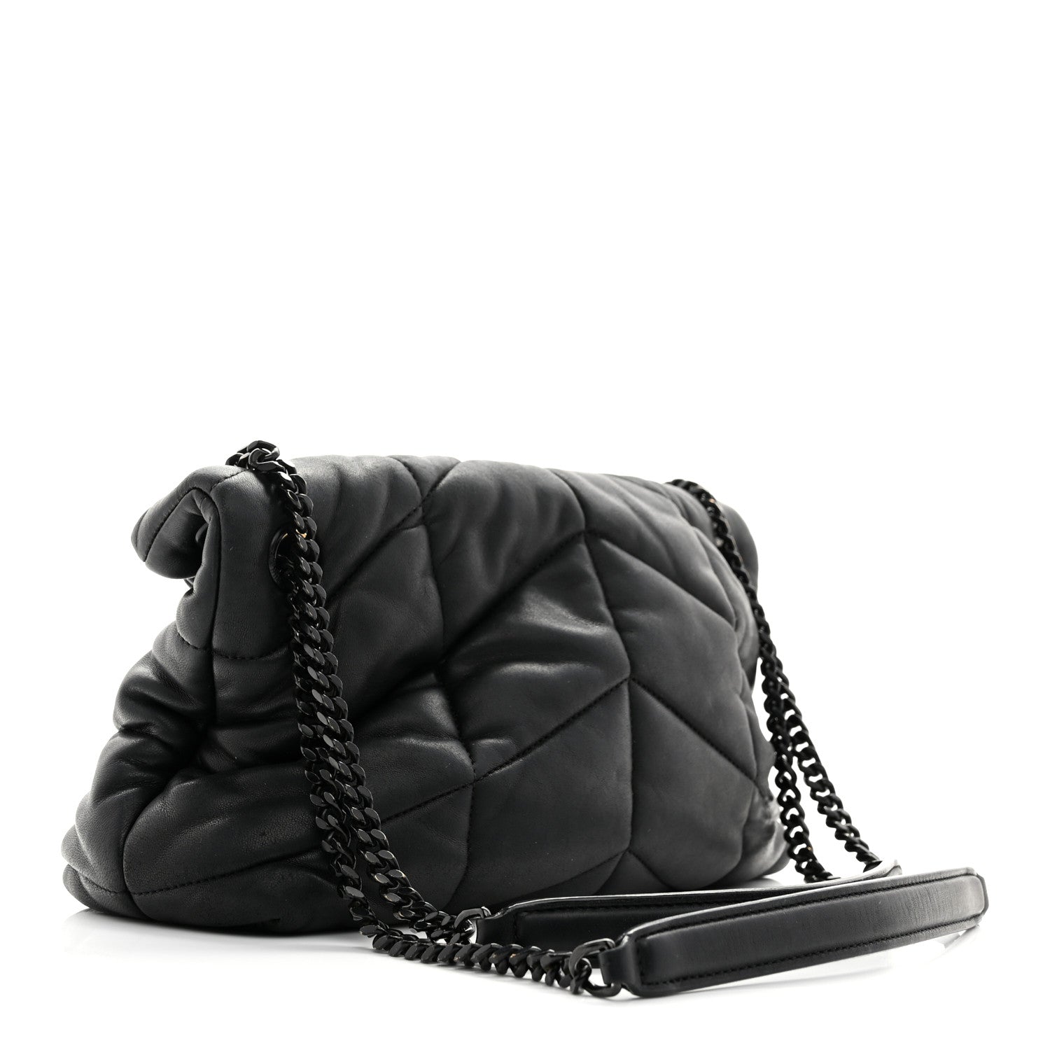 Saint Laurent Lambskin Quilted Monogram Monochrome Small Loulou Puffer Chain Satchel Black 2 of 10