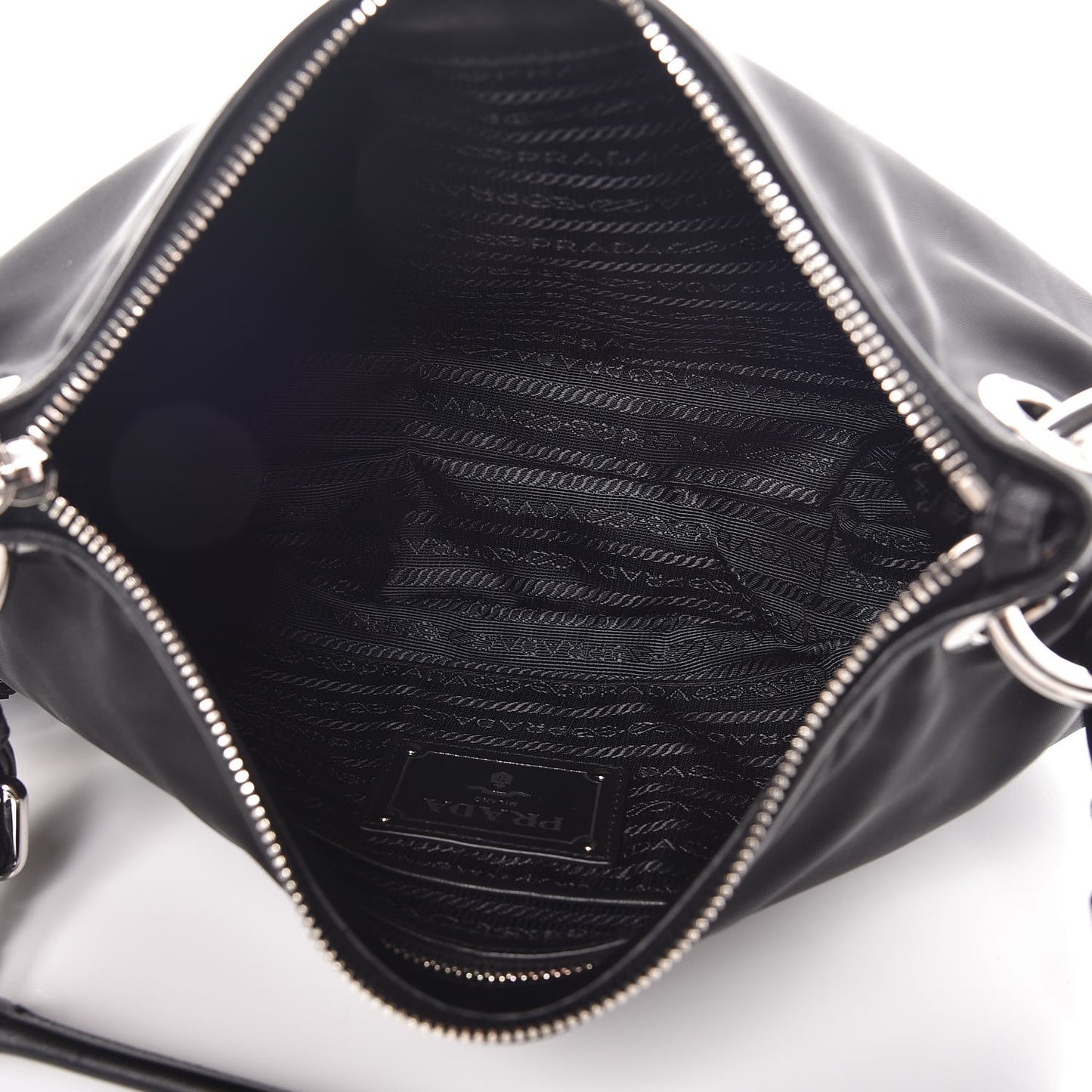 Tessuto Nylon Soft Calfskin Shoulder Bag Nero Black