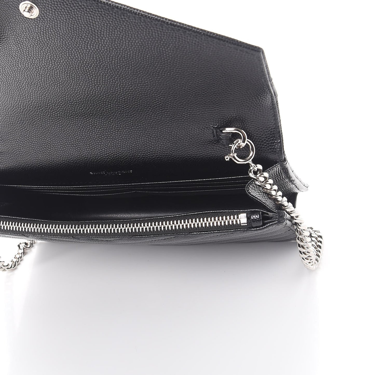 Grain De Poudre Matelasse Chevron Monogram Envelope Chain Wallet Black