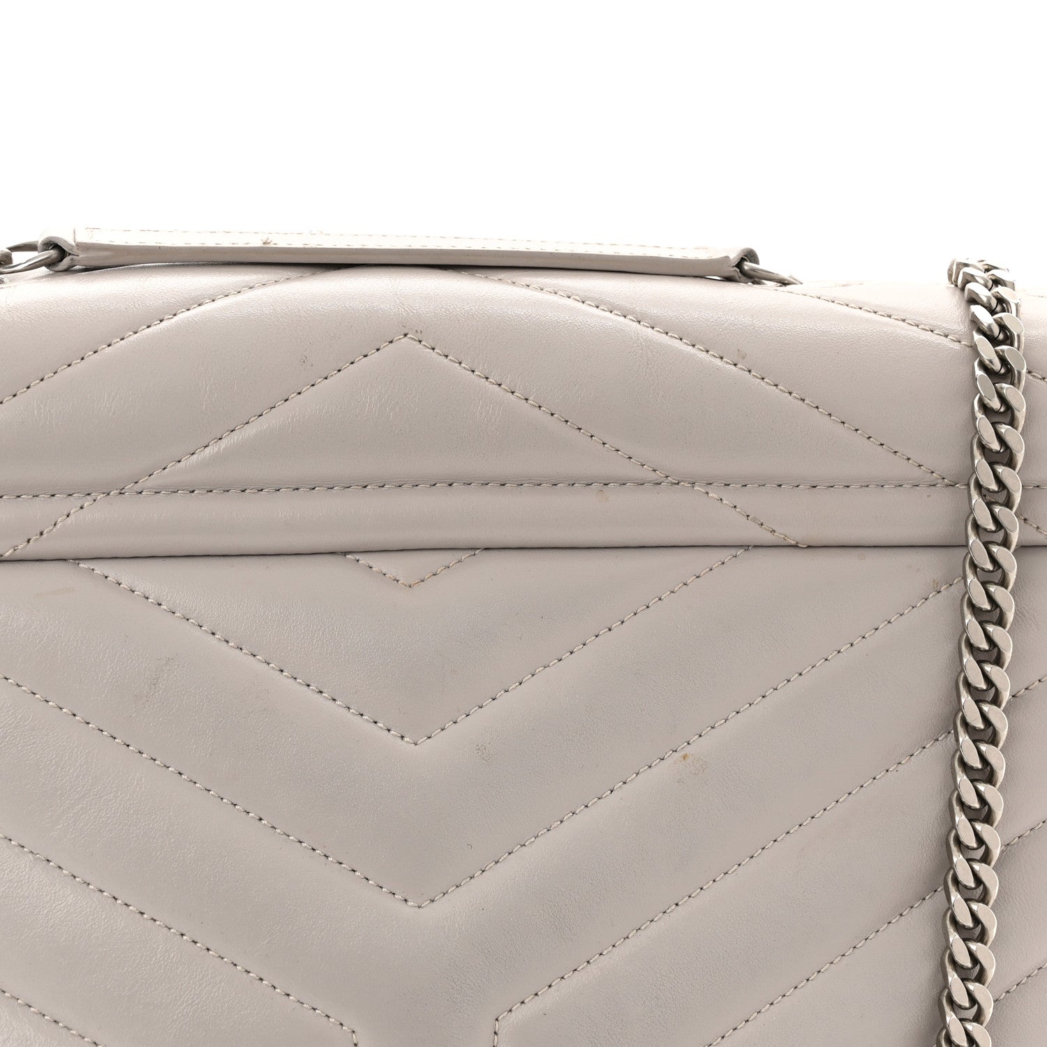 Saint Laurent Calfskin Y Quilted Monogram Medium Loulou Chain Satchel Granite 11 of 15